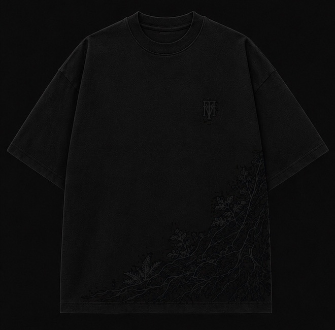 Camiseta oversized preta lisa em visualização realista