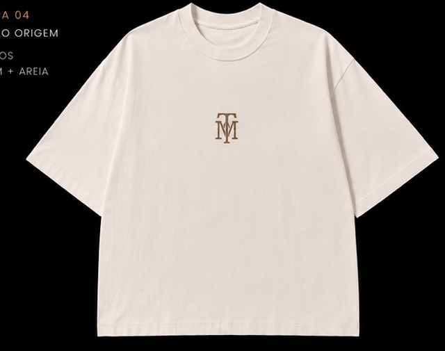 Frente da camiseta oversized off-white Mantém com monograma central
